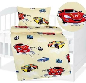 Bellatex pamut ágynemű Agata Racing cars sárga, 90x 135 cm, 45 x 60 cm, 45 x 60 cm