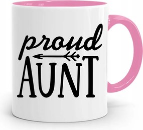 Rózsaszín Bögre Ajándék Néniknek I'M Proud Aunt! fényképes nyomattal