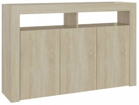 sonoma tölgy színű tálalószekrény LED-ekkel 115,5 x 30 x 75 cm
