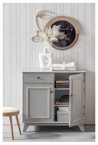 Világosszürke alacsony borovi fenyő gyerek komód 98x93 cm Lily – WOOOD