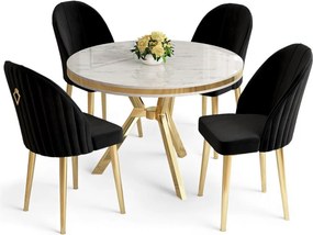 Mos étkezőgarnitúra, fehér márvány-arany, 90 cm – TR240CHR2920