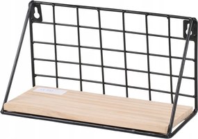 Dochtmann fali polc téglalap alakú 25 x 10 x 14 cm, fém, fa, fekete