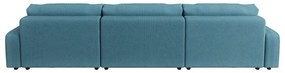 Türkiz kordbársony kinyitható tárolóhelyes sarokkanapé Sara – Ropez
