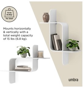 Fehér többszintes kaucsukfa fali polc 62 cm Montage – Umbra