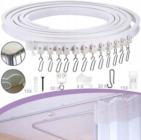 5M-ES Flexibilis Mennyezeti Sín, Falra Szerelhető, Szoba Válaszfalhoz