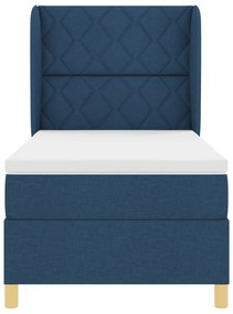 Boxspringágy Mattal - Kék - 90x190 cm - Szövet