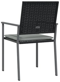 4 db fekete polyrattan kerti szék párnával 56x62,5x89 cm