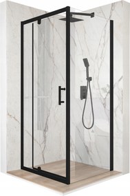 Zuhanykabin 100x100cm billenőajtó fekete Esg üveg 6mm bevonat