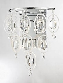 Klasszikus krómozott fali lámpa Estella kristályok