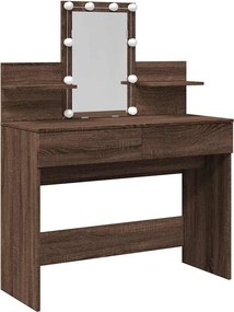 vidaXL barna tölgy színű fésülködőasztal LED-del 100 x 40 x 130 cm