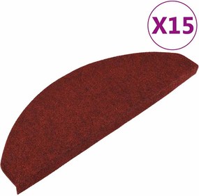 vidaXL 15 db piros öntapadó lépcsőszőnyeg 65x22,5x3,5 cm