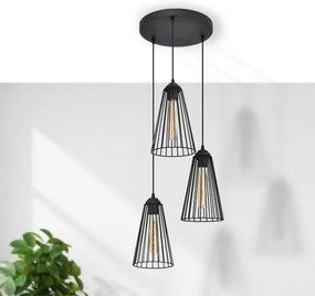 Csillár zsinóron TORRI 3xE27/15W/230V fekete