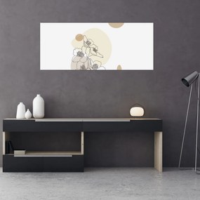 Kép - Bézs virágok pillangóval N⁰4 (120x50 cm)