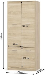 Akasztós szekrény 4D polcokkal, sonoma tölgyfa, TEYO