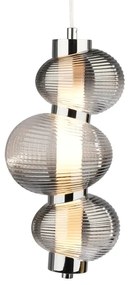 LED függőlámpa zsinóron BOLLA LED/12W/230V átm. 16 cm fényes króm/füstszürke