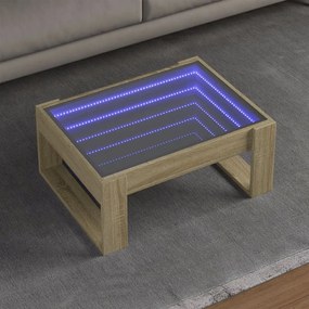 Sonoma tölgy végtelen hatású LED-es dohányzóasztal 70x53x30 cm