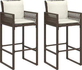 vidaXL 2 db barna polyrattan kerti bárszék párnával