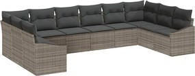 vidaXL Kerti Kanapé Szett tárolóval 10 pcs Szürke polirattan