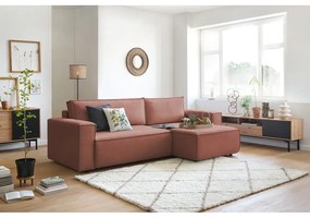 Rózsaszín kinyitható sarokkanapé (variálható) Nihad – Bobochic Paris