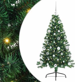 vidaXL Mesterséges, előre világított karácsonyi fa Zöld 150 cm PVC