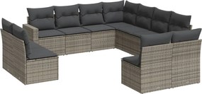 vidaXL 11 részes szürke polyrattan kerti ülőgarnitúra párnákkal