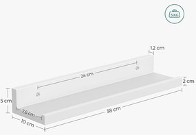Falipolc 3 db-os szett, lebegő polc képkeretekhez, fehér