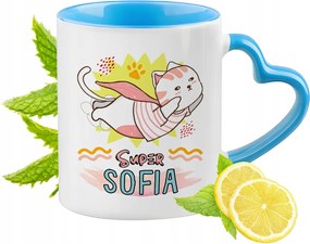 Kék bögre szív alakú füllel Szófiának Ideális Ajándék