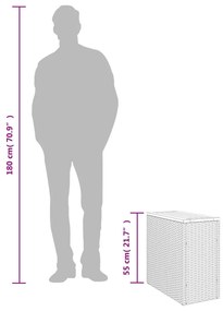 fekete polyrattan kerti kisasztal fa asztallappal 58x27,5x55 cm