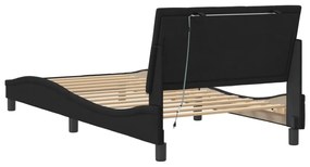 fekete bársony ágykeret LED-világítással 100 x 200 cm