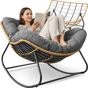 Hintaszék skandináv báb szürke rattan fém 225kg boho nappaliba