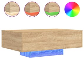 Sonoma tölgy színű dohányzóasztal LED-lámpákkal 85 x 55 x 31 cm