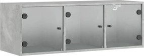 vidaXL betonszürke faliszekrény üvegajtókkal 102 x 37 x 35 cm