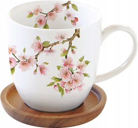 Fehér porcelán bögre 350 ml akác virágos minimalizmus