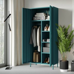 Gardróbszekrény FLAVIO, 800 x 1850 x 450 mm, Modern: tengerszínű