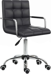 HOMCOM Forgószék Kozmetikai Zsámoly Görgős Zsámoly Munka Zsámoly Vezetői Szék Íróasztali Szék Fém PU Fekete 52,5 x 54 x 84-99 cm | Aosom