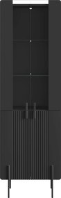 Malmi vitrines szekrény 60 cm négyajtós - matt fekete / fekete lábak