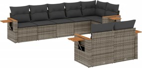 vidaXL 8 részes szürke polyrattan kerti ülőgarnitúra párnákkal