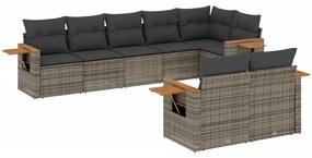 vidaXL 8 részes szürke polyrattan kerti ülőgarnitúra párnákkal