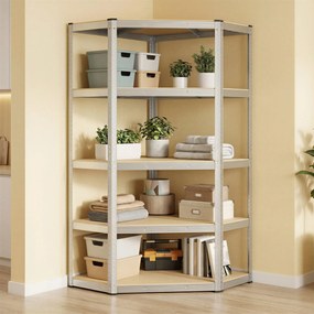 SONGMICS fém sarokpolc, 5 szintes, 875 kg teherbírás, 180 x 90 x 90 cm
