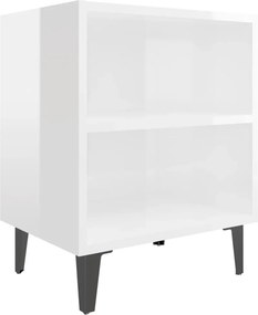 vidaXL magasfényű fehér éjjeliszekrény fém lábakkal 40 x 30 x 50 cm