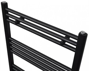 Egyenes fekete törölközőszárító radiátor központi fűtéssel 600x1160 mm