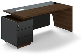 Trevix asztal 200,5 x 90 cm + bal konténer, charleston tölgy / fekete