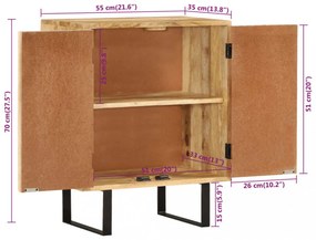 Klasszikus Tömör Mangófa Tálalószekrény - Időtlen Design, Bőséges Tárolóhellyel és Bemutatófunkcióval, Egyedi Tömör Fa, Stabil és Tartós