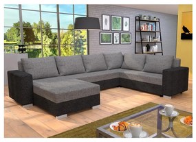 Kárpitozott, univerzális, kihúzható U-alakú ülőgarnitúra YORK – szürke/bézs/barna