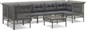 vidaXL 8 részes szürke polyrattan kerti ülőgarnitúra párnákkal