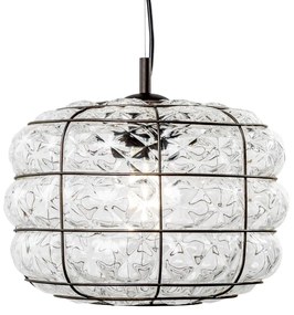 SIRU - Csillár zsinóron TERRA 1xE27/60W/230V fekete/átlátszó Velencei üveg