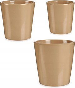 Kerámia Kaspó Szett, Bézs, 3 Darab, Ibergarden