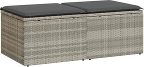 vidaXL 2 részes világosszürke polyrattan akácfa ülőgarnitúra párnákkal