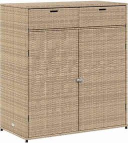 vidaXL bézs polyrattan kerti tárolószekrény 105 x 55 x 113 cm