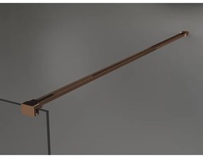 Mexen Kioto, átmenő zuhany paraván 140 x 200 cm, 8mm átlátszó / fehér üvegminta, 2x rose gold stabilizáló távtartó, 800-140-002-60-97